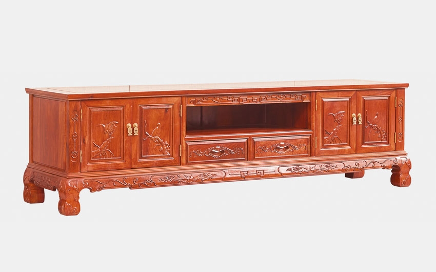檀雕花鸟电视柜