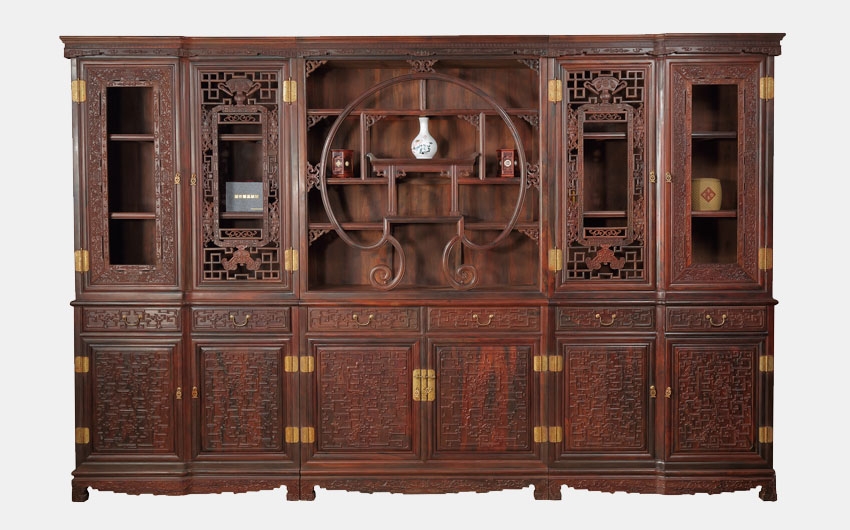 龙纹三组合书柜